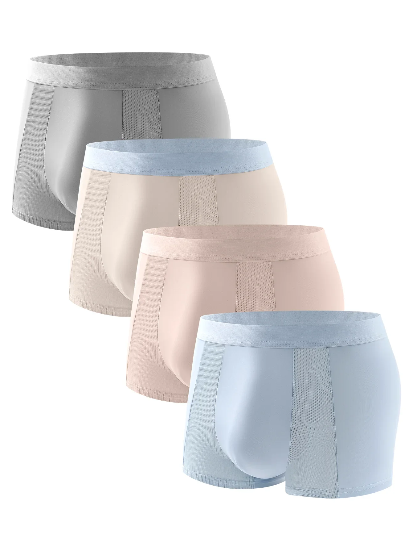 الرجال Athleisure الملاكم ملخصات 4 حزمة ثلاثية الأبعاد شبكة لوحة ملابس داخلية رياضية الرطوبة فتل العصرية الشارع الشهير السراويل Multipack