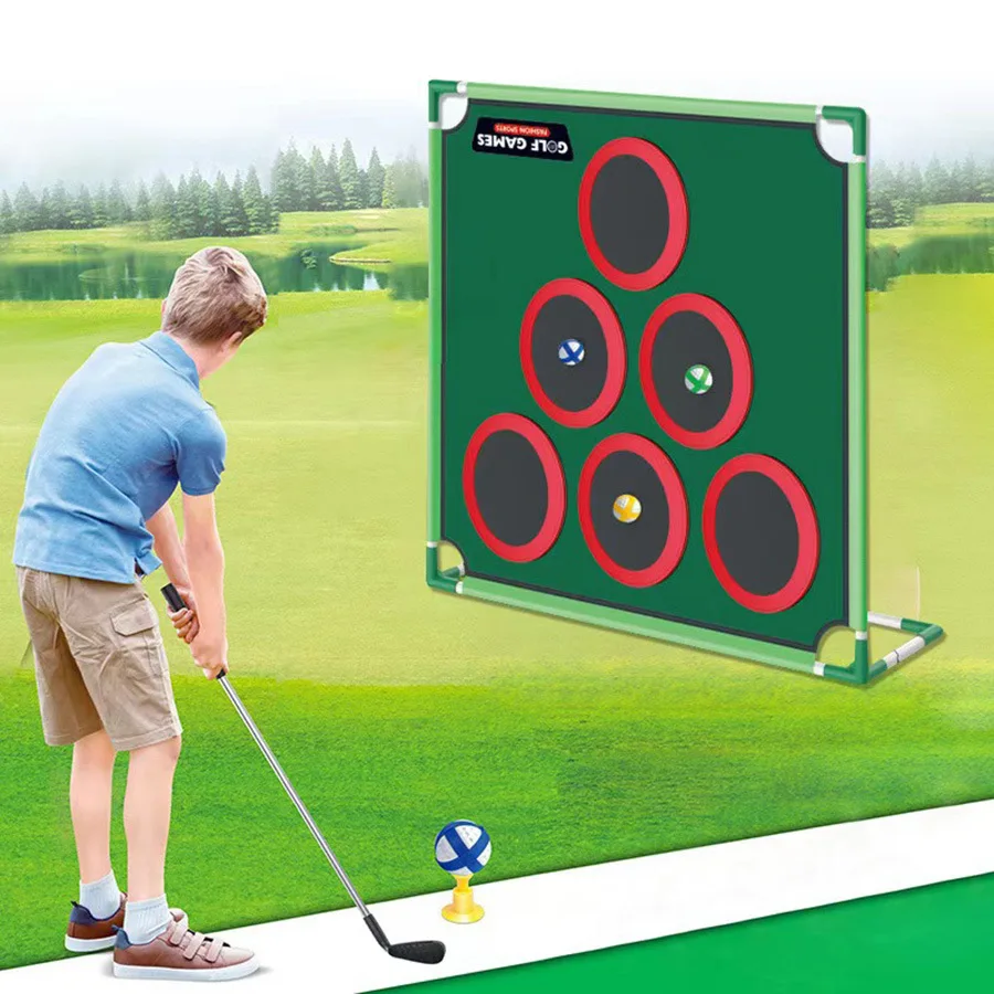 

Kid Golf Set for Child Golf Chipping Game with Mat Sticky Ball Retractable Club Storage Bag Indoor Outdoor Sports Toy Gift Game