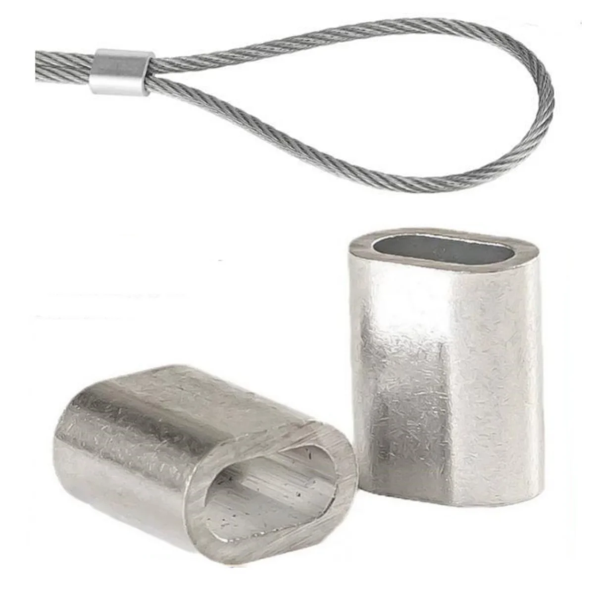 Aluminum Cable Crimps Sleeve M0.5-M8 Single Hole Ferrules Crimping Loop Oval Wire Rope Clip Swage Fittings M1 M1.5 M2 M2.5 M3