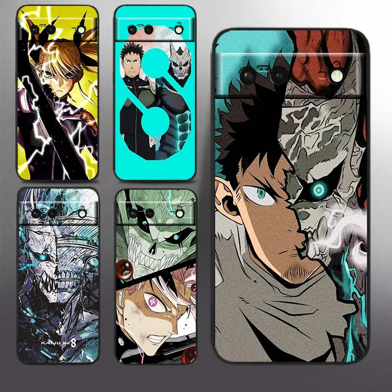 

Cool Animation K-Kaiju No. 8 For Google Pixel 9a 9 8A 8 7 7A 6 6A Pro XL 2024 5G Black Soft TPU Silicone Cover Phone Case
