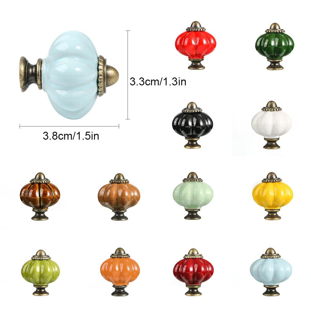 Pumpkin Ceramic Handles 40mm Drawer Knobs Single Hole Closet Door Handles Cabinet Handles with Screws Furniture Handles