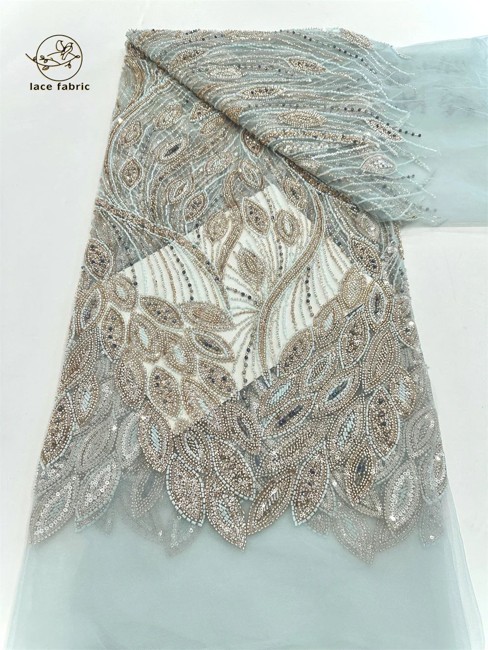 

Beaded African Sequins Lace Fabric With Beads 2025 High Quality Luxury French Beaded Net Embroidered For Nigeria Dress Sewing