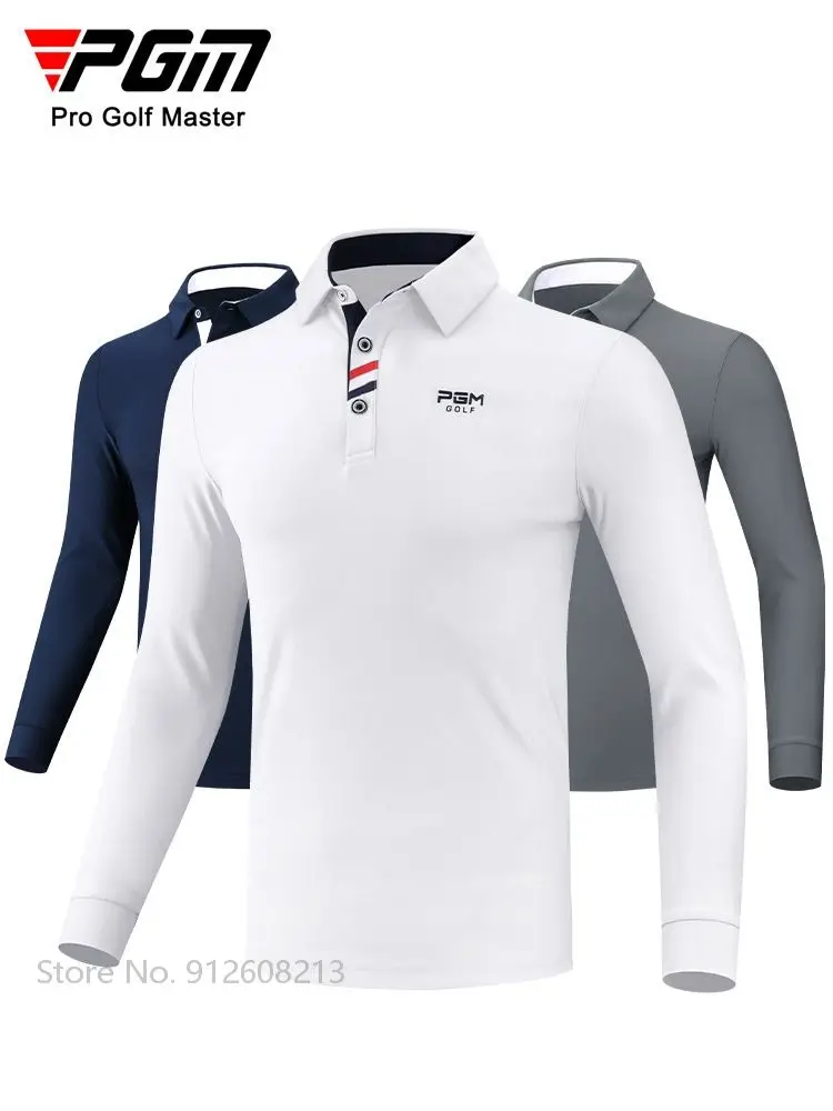 Pgm Turn Down Collar Male Golf T-Shirt Windproof Men Golf Shirt Breathable Polo Shirt Long Sleeve Casual Tops Fitness Apparel