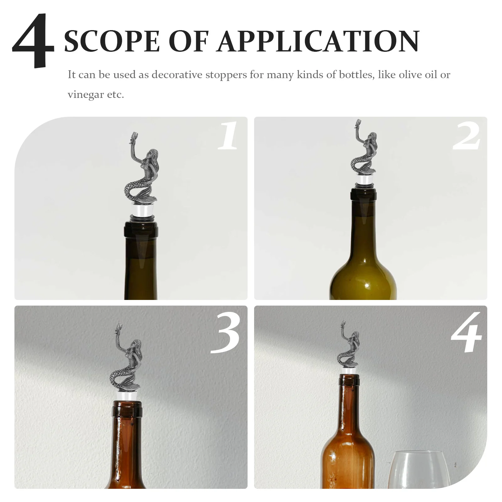 حورية البحر مثبت زجاجي النبيذ سبائك الزنك ختم المكونات لشريط المنزلية Ktv سدادات الزجاجات الزخرفية شريط المطبخ