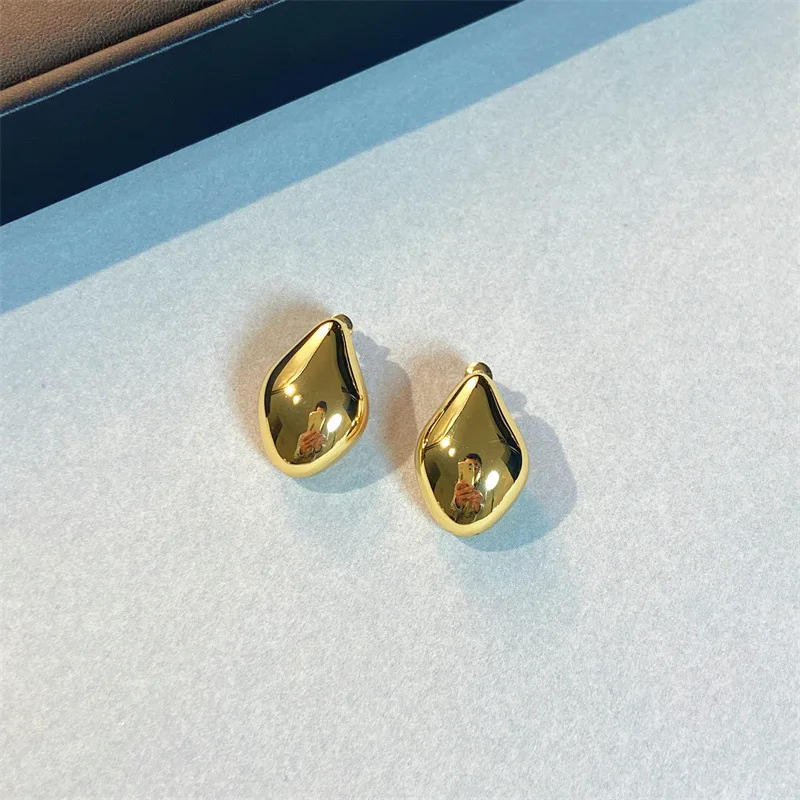 Brass With 18K Water Drop Earrings Women Jewelry Punk Party T Show Gown Runway Korean Japan INS