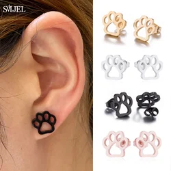 Lovely Dog Paw Stud Earrings for Women Stainless Steel Footprint Animal Earings Fashion Jewelry Birthday Piercing Accessories