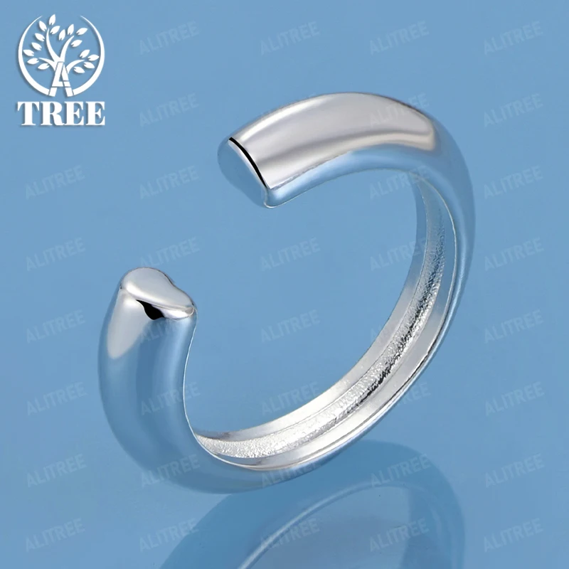 

Korean Fashion 925 Sterling Silver Round Open Ring For Women's Engagement Anniversary Party Gifts Simple New Jewelry Accessories