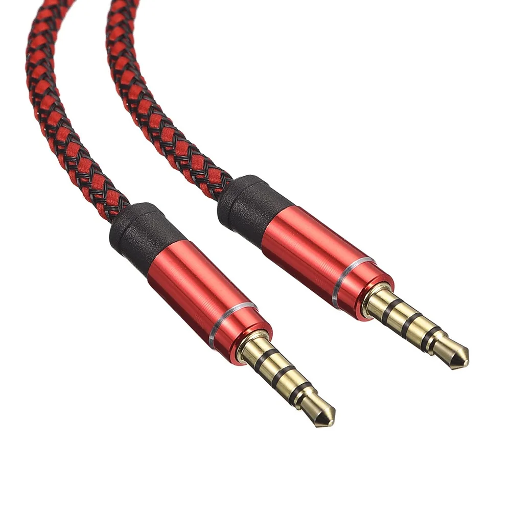 1.5M Nylon Braid 3.5mm AUX Cable 4 Poles Headphone Extension Code for Car MP3 Player Phone Headset Speaker Microphone