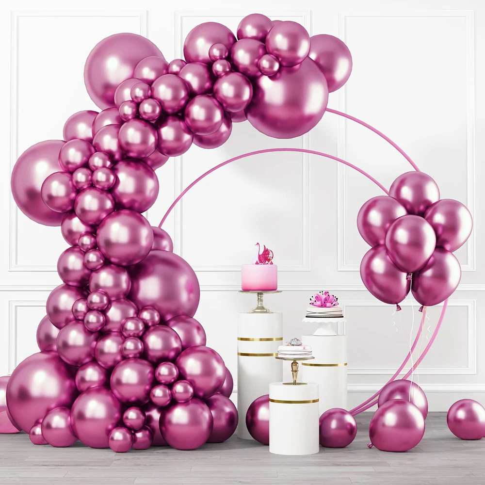 75Pcs Different Size Metallic Pink Latex Balloon Garland Arch Kit forBirthday Wedding Baby Shower Graduation Party Decorations