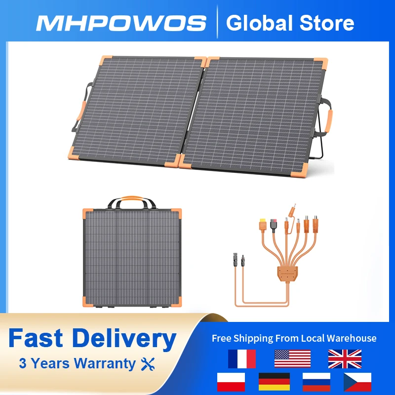 

MHPOWOS 100W Foldable Solar Panel 20V Voltage For Power Station Solar Charger With 23.5% High Efficiency For Camping Garden RV