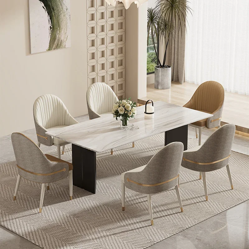 Modern Living Dining Chairs Beautiful Luxury Nordic Kitchen Dining Chairs Metal with Armrest Cadeiras De Jantar Home Furniture