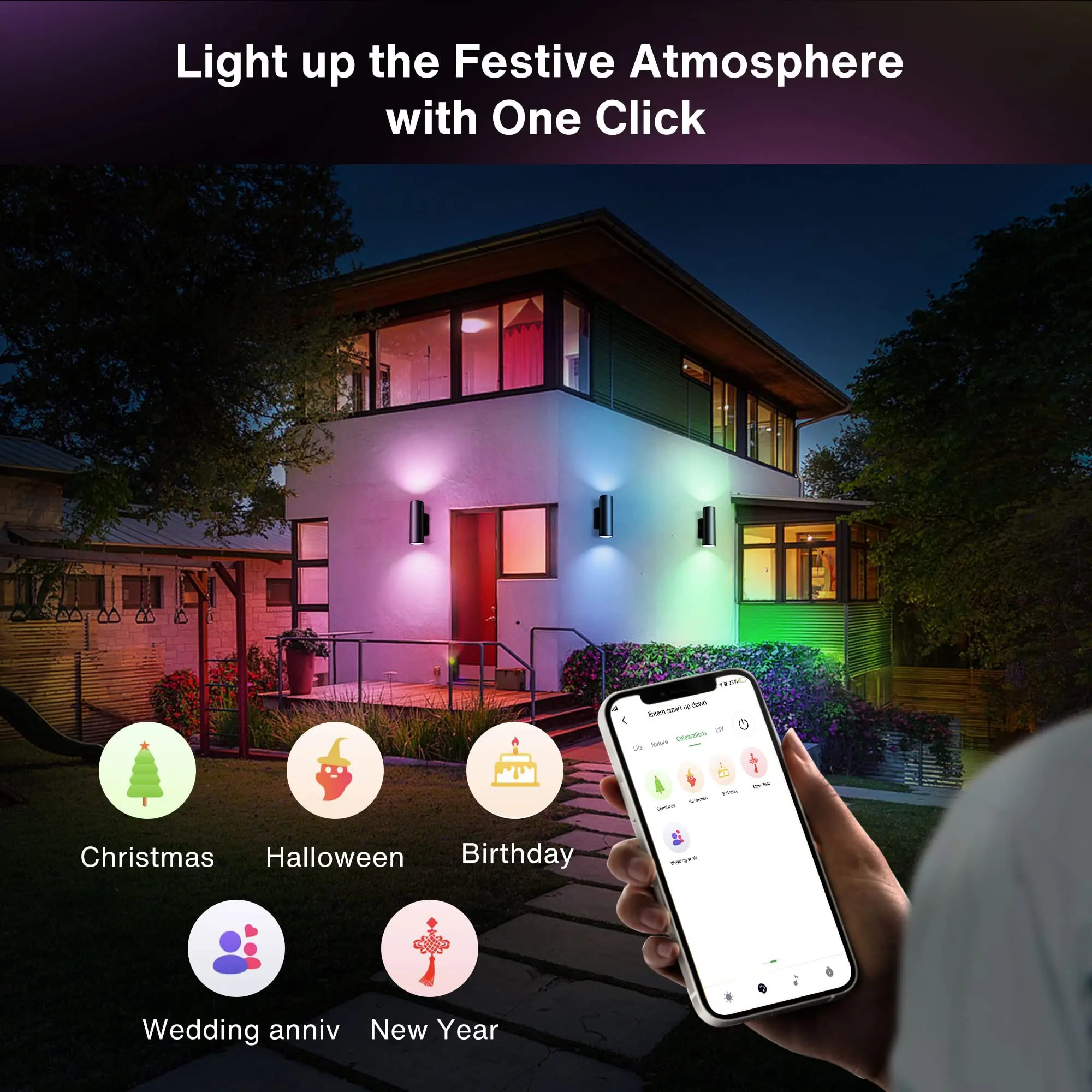 Imagem -02 - Tuya Inteligente up Down Outdoor Wall Lightsmart Life Escurecimento Cor Suporte Função de Voz Funciona com Alexa Google Rgbw