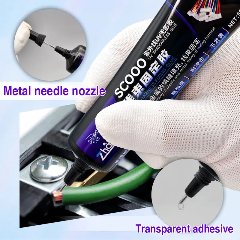 Colla UV Cablaggio Fissaggio SCOOO 50ML Ago Design Circuito Terminale Scheda Madre Filo Super Colla Per Componente Elettronico