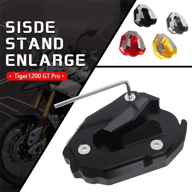 New 2023 For Tiger 1200 TIGER 1200 GT PRO Motorcycle Kickstand Extender Foot Side Stand Extension Pad Anti-skid Enlarged Base