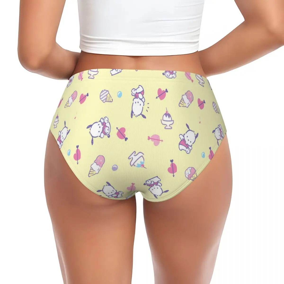 Cute Pochacco cintura alta roupa interior sem costura para mulheres, cuecas invisíveis, calcinha cobertura completa