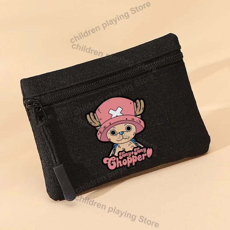One Pieces Canvas Wallet Zipper Money Pouch Anime Luffy Kid Mini Coin Purse Cute Credit Card Holder Kawaii Key Storage Bag Gifts