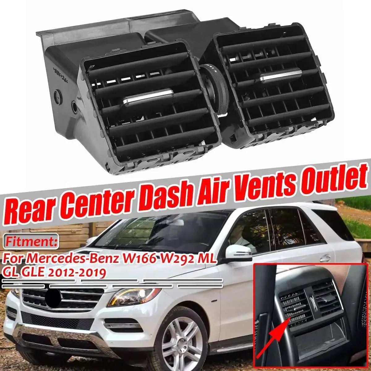 Rear Center Console Dash Air AC Vent for Mercedes Benz W166 W292 ML GL GLE Class 2012-2019 166 830 05 54