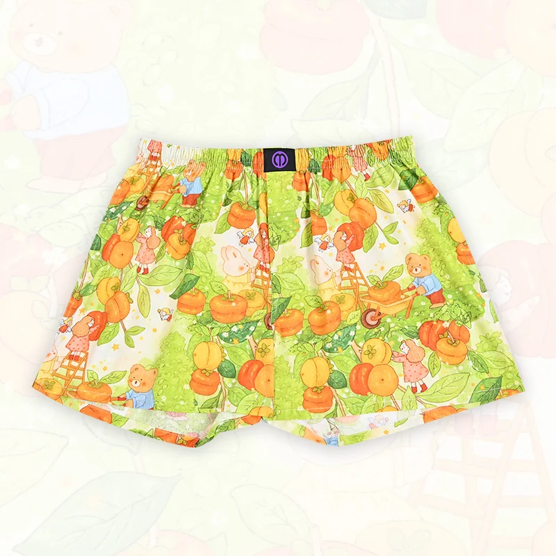 Cute Fruit Pattern Pure Cotton Shorts Underwear Pattern For Men Women Comfortable Nighttime Sleeping Breathable Panties