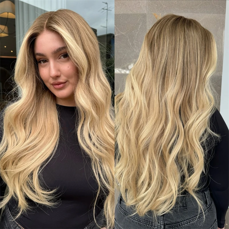 

New In Ombre Golden Blonde Wig High Quality Synthetic Heat Resistant Fiber Wigs for Women Top Glueless Wig Party Cosplay Daily