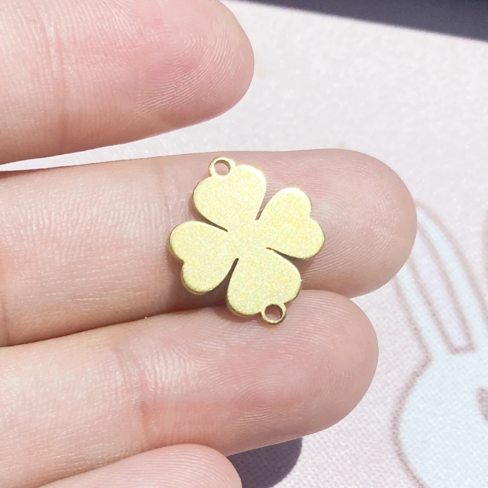 Creative Gold Color Clover Charm 10Pcs/lot Stainless Steel Diy Earrings Four Plum Blossoms Clover Wish Charms Jewel Making