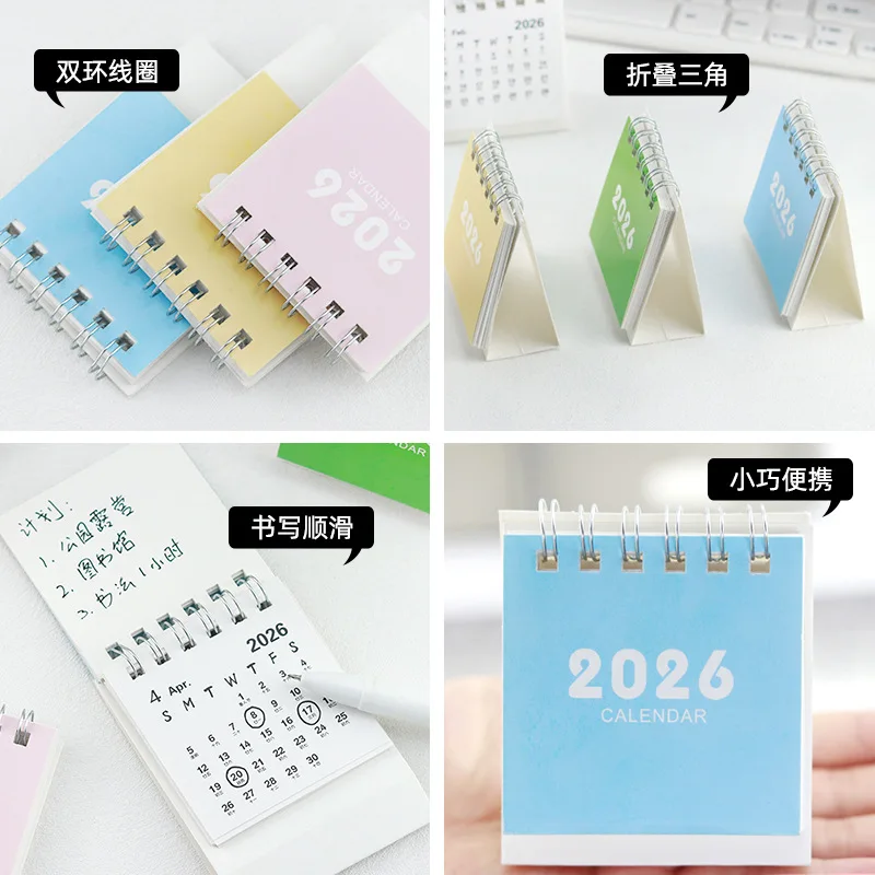 2026 Mini Simple Calendar Desk Calendar Creative Coil Calendar Planner Desktop Decorations Office Stationery Learning Planner