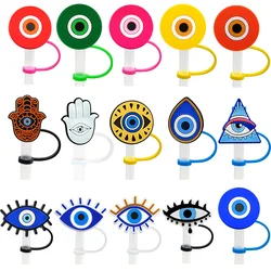 1PCS PVC Stroh Abdeckung Mode Design Böse Augen Stroh Topper Luftdichten Staub Kappe Splash Proof Drink Stroh Charms Party liefert