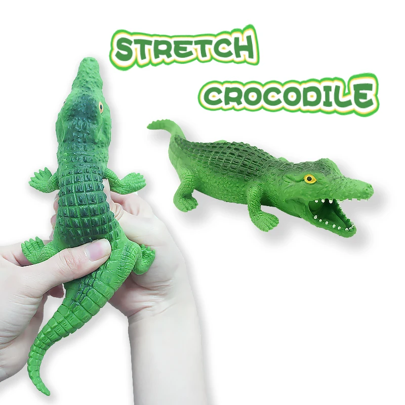 New Trend TPR Soft Rubber Crocodile Stretchy Joke Animal Toys Plastic Crocodile Toys Funny Game Magic Sand Filling For Kids