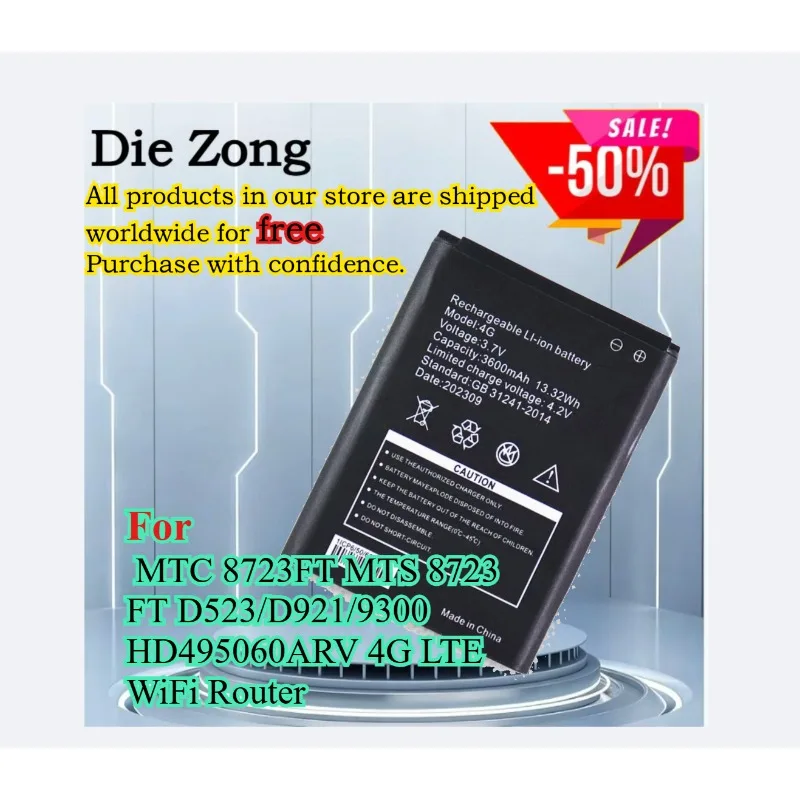 

New 3600mAh B9010 Battery For MTC 8723FT MTS 8723 FT D523/D921/9300 HD495060ARV 4G LTE WiFi Router