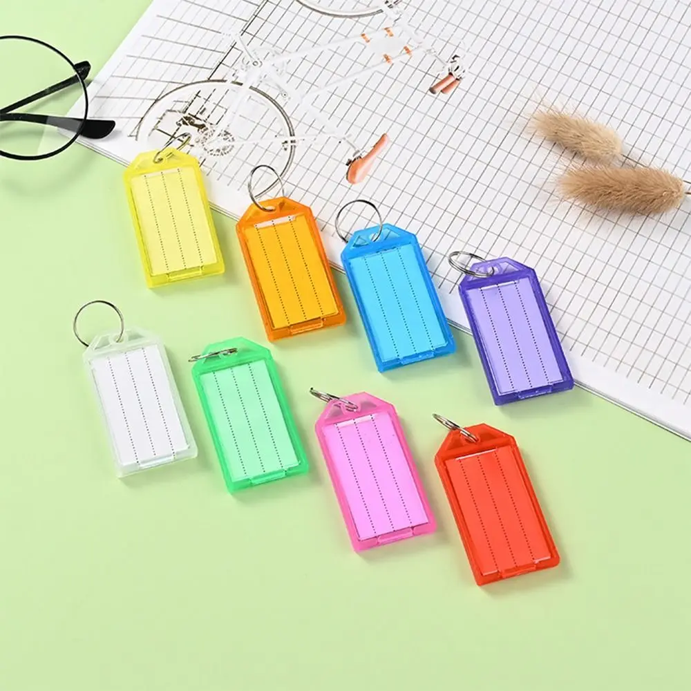 10pcs Plastic Key Tags With Split Ring Classification Keychain Tag with Card Label Key Management Key Organization