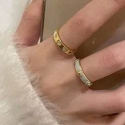 French Retro Shaped Pearl Ring For Women Exaggerated Gold Color Opening Adjustable Ring Fashion Jewelry Trend Accessories