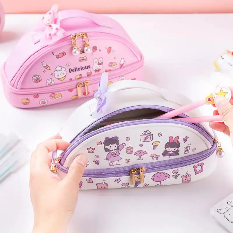 

Kawaii Pencil Case School Pencilcase for Girls Stationery Pen Box Organizer Cute Cosmetic Bag Large Capacity Big Pouch Supplies