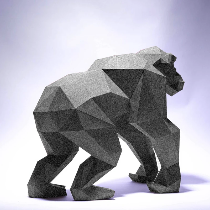 40cm Gorilla Paper Model 3D Papercraft Model DIY Porch Decor Desk Ornament Handmade Stereoscopic Origami Creative Puzzles Toys