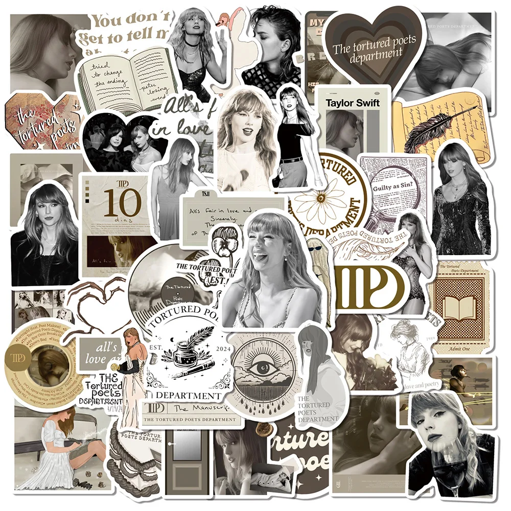 Stiker Album penyanyi Taylor Swift TTPD, 50/100 buah stiker dekorasi Album Laptop Notebook