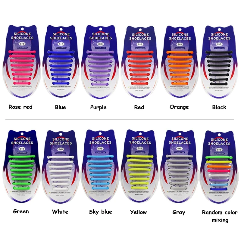 16 Pcs Silicone Semicircle Shoelaces Without Ties Elastic Laces Sneakers Men Women Colorful Casual Shoes Laces Lazy Accessories