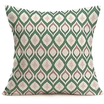 Linen Throw Pillowcase Home Green Geometric Wavy Arrow Design Home Decoration Cushion Cover Square Pillowcase