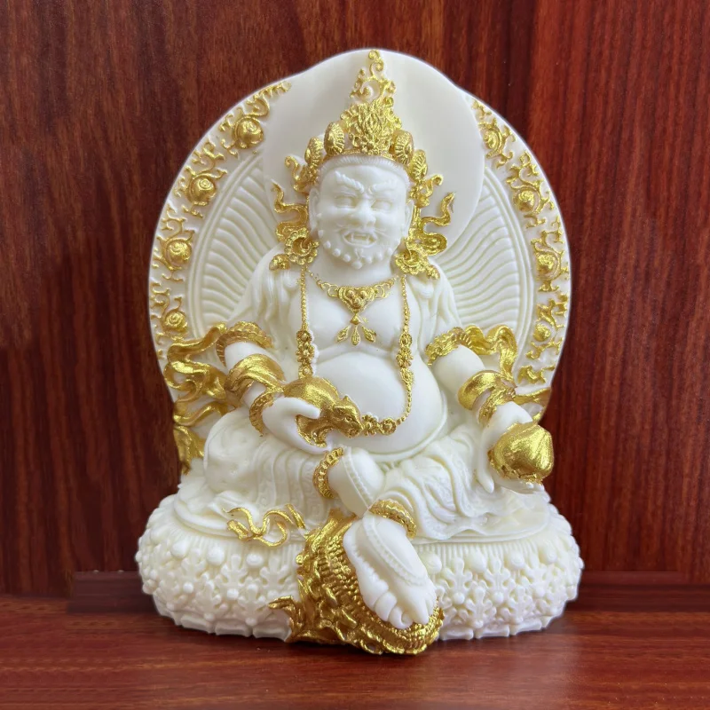 

Ivory Nut Gold-Plated Yellow God of Wealth13.6*11.5*5.5cmHome Living Room Desktop Tibetan Crafts Ornaments