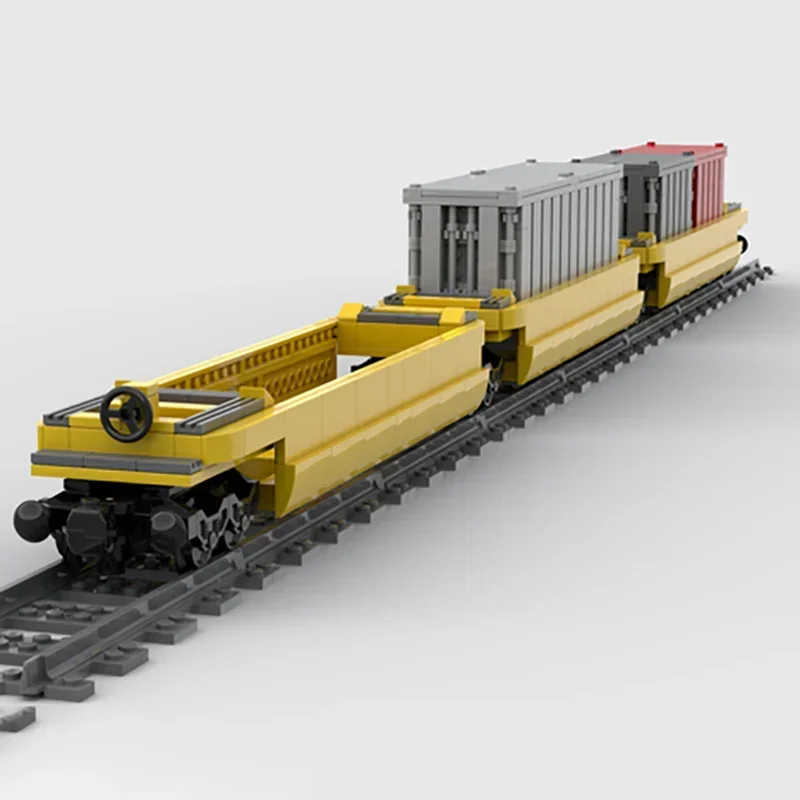 Spoorwegserie Moc Bouwstenen TTX Well Train Containers Modeltechnologie Modulaire blokken Bouw DIY-montage Speelgoedgeschenken