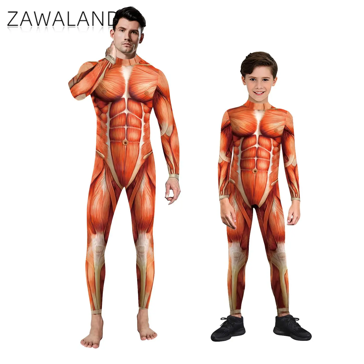 Zawaland jednakowe stroje rodzinne Cosplay niestandardowy kombinezon rodzic-dziecko Anime body Cosplay kostiumy Zentai Muscle Suit Catsuit