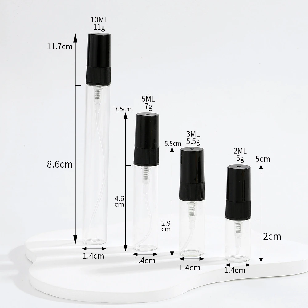 30/50/100pcs 2ml 3ml 5ml 10ml Portable Empty Refillable Bottle Glass Perfume Bottles  Cosmetics Bottle Sample Thin Glass Vials