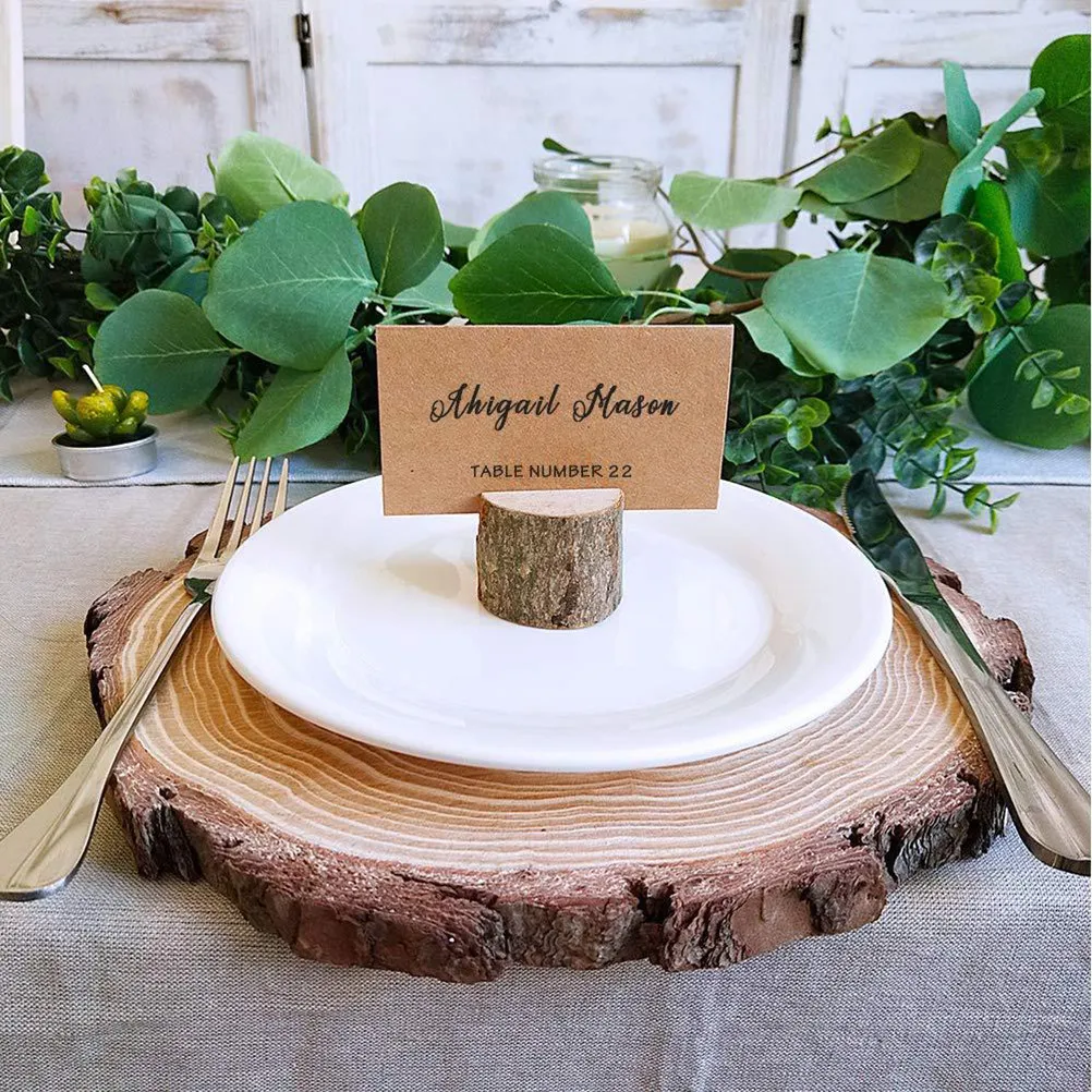 50Pcs Wood Stump Memo Holders Natural Bark Photo Clip Table Number Card Holder Mini Menu Note Clip for Wedding Party Decoration