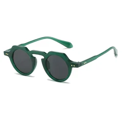 Ins Popular Fashion Small Round Sunglasses Women Retro Rivets Decoration Shades Eyeglasses UV400 Men Clear Lens Sun Glasses 2025