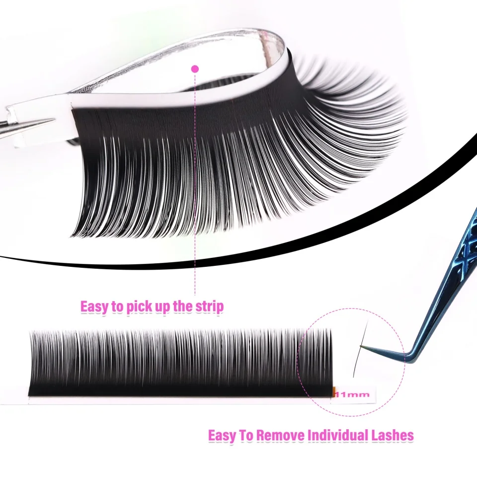 Aguud 20 Rows Deep Dark Matte Black 0.03 0.05 0.07 Cashmere Volume Lash Extension Velvet SIlk Faux Mink Individual Eyelash Tray