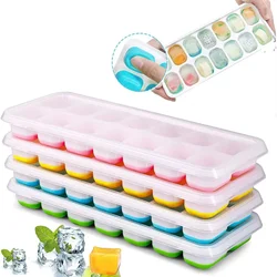 14 Grids Fruit Ice Maker With Removable Ice Cube Trays Reusable Silicone Ice Cube Mold Lids Kitchen Tools Freezer Summer Mould