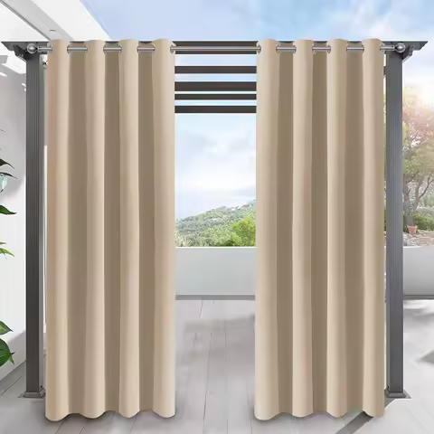 1pc Aterproof and Sunproof Outdoor Curtains for Gazebo, Patio and Deck, Blackout Curtains