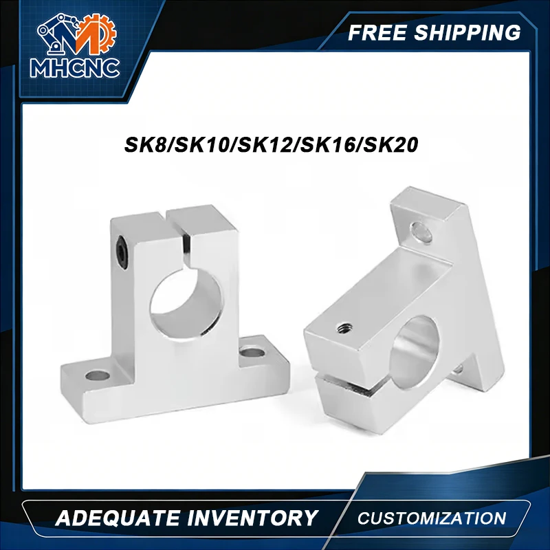

MHCNC 2Pcs Linear Shaft Support SK8-SK20 Aluminum Alloy Bearing Block For CNC Router 3D Printer Robot Motion System