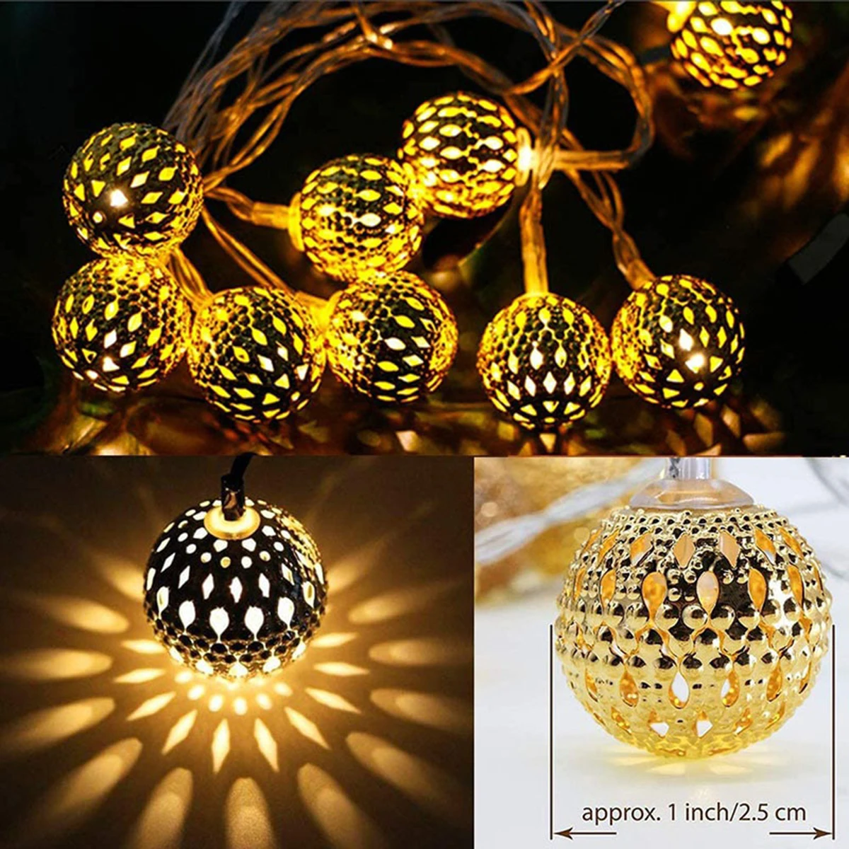1PC 5M/6M Morroccan Ball Solar String Lights Outdoor Waterproof 8 Modes Fairy Garden Lamp For Party Bedroom Decoration