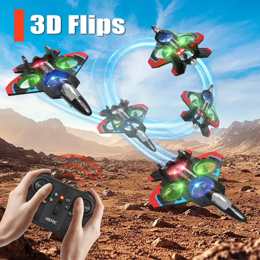 Aviones RC de espuma V32 de 4 canales con triple potencia de batería, aviones de control remoto adecuados para edades de 8 a 16 años, helicóptero de drones de avión RC