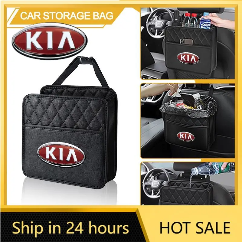 

2026 Hot Car Sticker 1Pcs Car Seat Storage Bag Leather Storage Bag Accessories For Kia Ceed Sorento Sportage Niro Optima Picanto