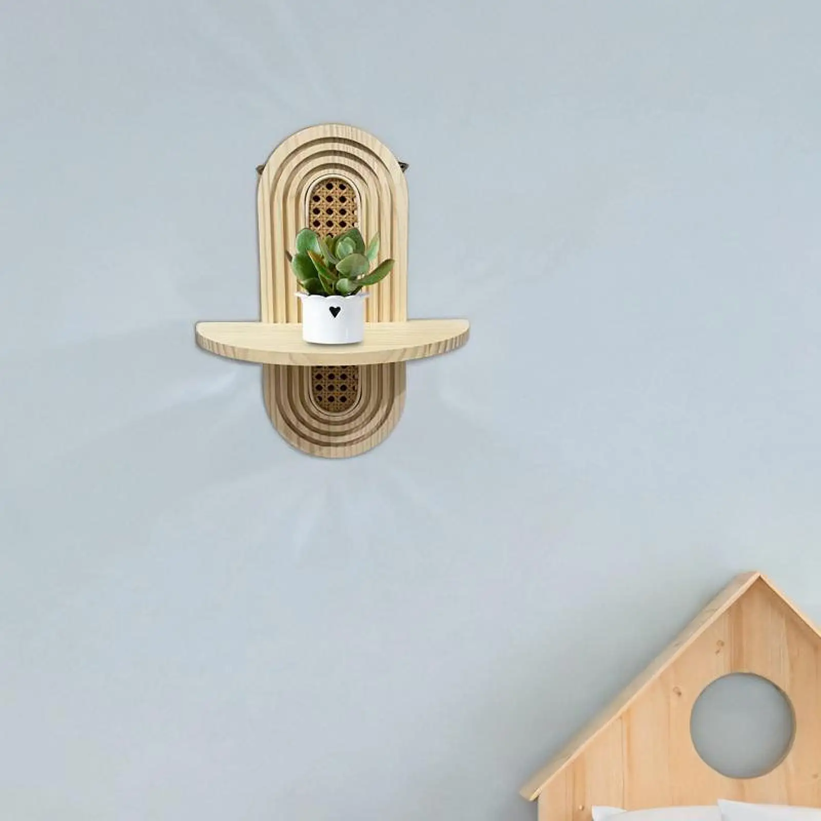 

Boho Wall Shelf Decorative Chic, Versatile, Wooden Floating Shelf Wall Art Decor Hanging Rack for Living Room Nursery Office