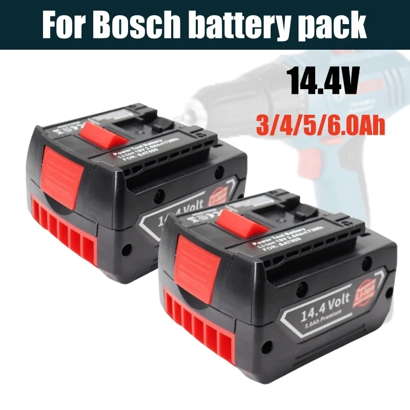 Pacco batteria al litio ricaricabile da 14,4 V 6000 mAh, adatto per avvitatori a batteria Bosch BAT607, BAT607G, BAT614, BAT614G